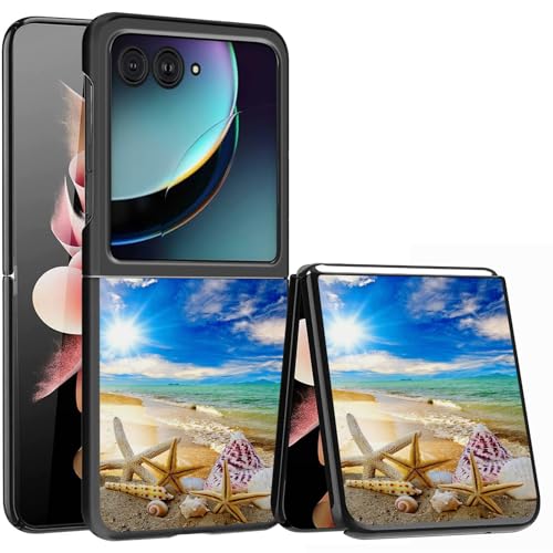 for Samsung Galaxy z flip 7 Case Beautiful Beach Seashells Design,Slim Fit Lightweight Hybrid Hard PC PU Leather Folding Phone Cover for Z Flip 7 6.9" - color: Beautiful Beach Seashells