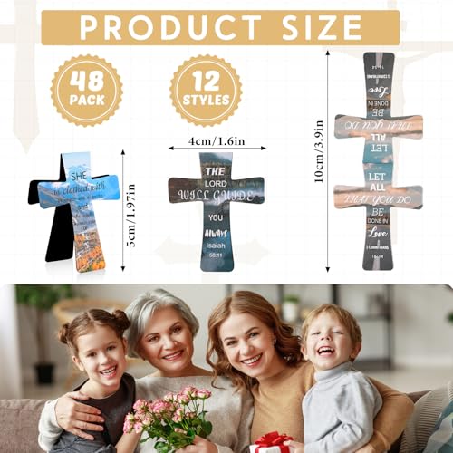 Resurhang 48 Pcs Magnetic Bookmark Cross Bible Verse Marker, Landscape - style: Landscape
