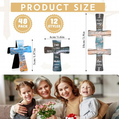 Resurhang 48 Pcs Magnetic Bookmark Cross Bible Verse Marker, Landscape - style: Landscape