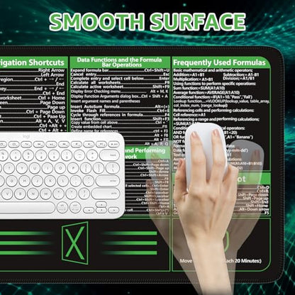 iCasso Excel Cheat Sheet Desk Pad, Excel Mouse Pad Shortcuts - color: B-black Excel Shortcuts