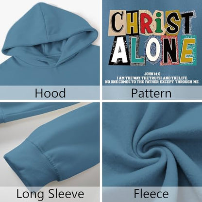 Christian Hoodies For Men Jesus Religious God Hoodie Faith Bible Verse Sweatshirt inspirational Cotton Pullover Tops - color: Deep Blue, size: Medium