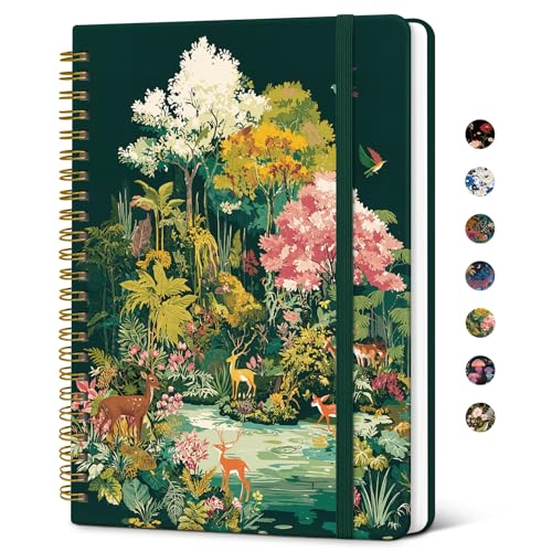 Taja Lined Spiral Journal for Women, A5 Cute Hardcover Notebook for Work - color: L-Enchanted Forest