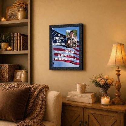 Be Strong and Courageous Military Picture Frames, Patriotic Wall Art - color: Charcoal, size: 11"L x 14"W