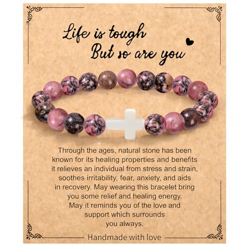 Christian Grandparents - Day Gifts for Women, Religious Cross Bracelet - color: Life -Red