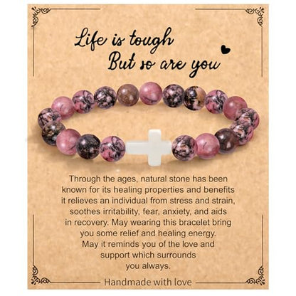 Christian Grandparents - Day Gifts for Women, Religious Cross Bracelet - color: Life -Red