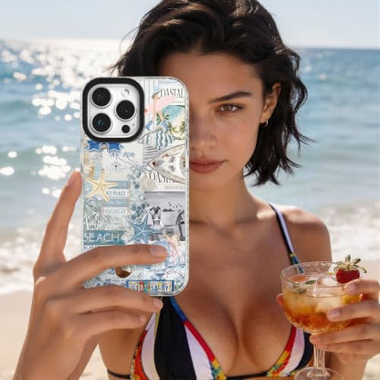 for iPhone 13 mini Case Tropical Blue Beach Coastal Summer - color: BeachCoconut, size: iPhone 13 mini
