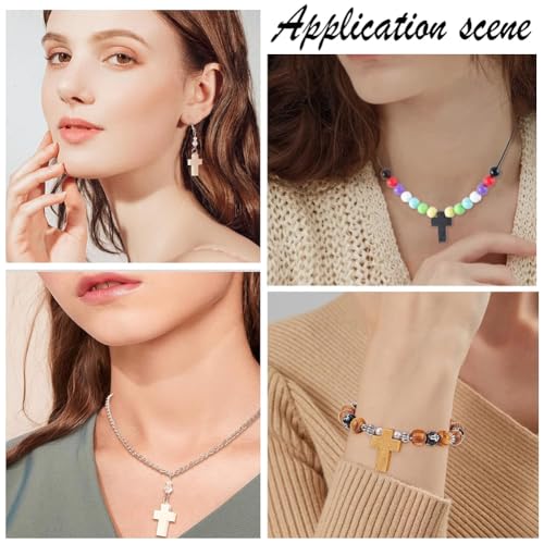SUNNYCLUE 200Pcs Wood Cross Charms Pocket Crosses 0.87x0.55 inch Small Wooden Cross Charm Pendants Christmas Wood Craft Crosses Easter Holiday Mini Crucifix Pendants for Jewelry Making DIY Supplies - color: 200pcs 5 Colors 22x15mm