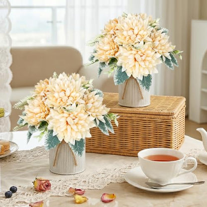 6 Set Pre-Made Flower Table Centerpieces (Champagne, 6 X Dahlias Table Centerpieces) - color: Champagne, size: 6 X Dahlias Table Centerpieces