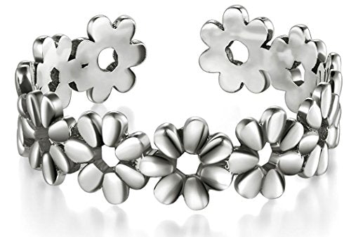 BORUO Toe Ring for Women, 925 Sterling Silver Hawaiian Leaf Band, 5mm