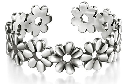 BORUO Toe Ring for Women, 925 Sterling Silver Hawaiian Leaf Band, 5mm
