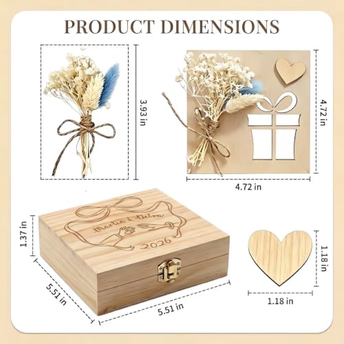 Personalized Wedding Jewelry Wood Keepsake Box for Bride & Groom - color: style-6