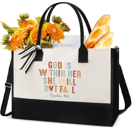 Inspirational Canvas Tote Bag - Christian Gift Bible Verse Handbag - style: Christian