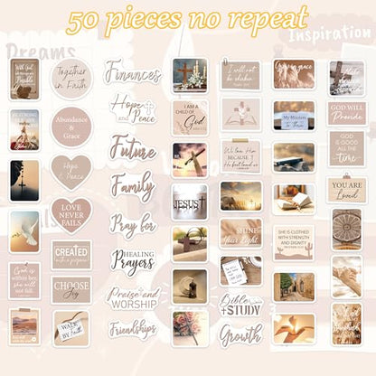 Christian Prayer Board Stickers, Bible Verse Decals for Women Vision Boards - color: Christian Prayer Brown