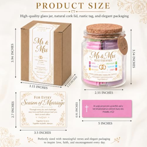 Mr and Mrs Bible Verse Jar, Christian Wedding Gifts for Couples, Gifts for Couple - color: Mr & Mrs