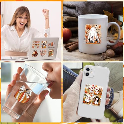 Rngmsi Fall Ghost Pumpkin UV DTF Cup Wrap, 30 Sheets UVDTF Stickers - style: Fall Ghost Pumpkin