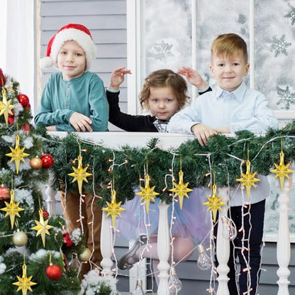 Syhood 12pcs Gold Bethlehem Star Ornaments Christmas Tree - color: Gold
