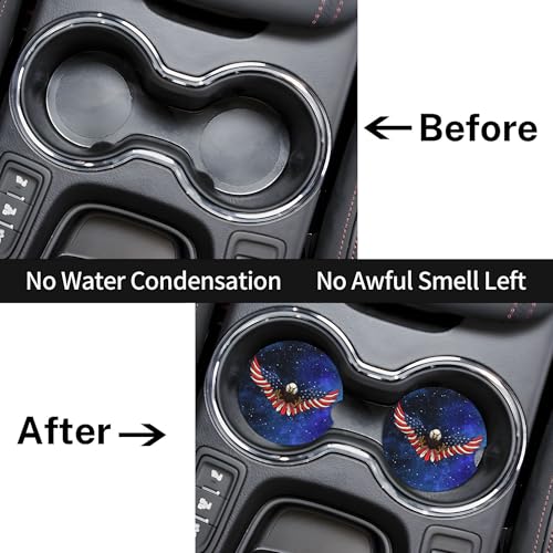American Eagle Flag Car Cup Holder Coasters 2 Pack 2.63" for Women - color: Blue
