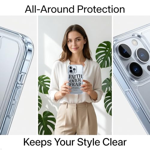Bible Phone Case Faith Over Fear Christian Bible Verse Psalms 118:6- TPU Frame Full-Body Protective Cover for iPhone 17/16/15/14/13 Pro Max, Pro, Plus - IP 15 Plus Clear - color: Clear, size: iPhone 15 Plus