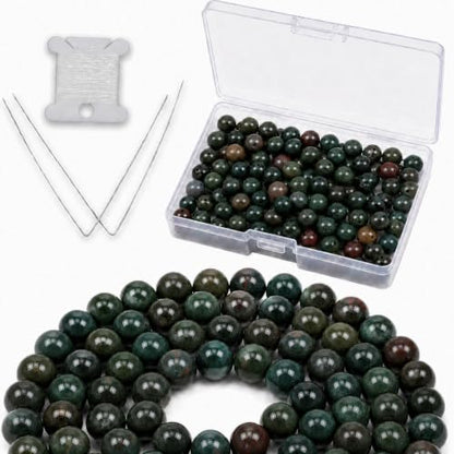 Cherry Tree Collection 100PCS 6mm Bloodstone Round Bead Craft Kit - color: bloodstone, size: 6mm