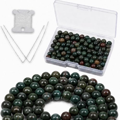 Cherry Tree Collection 100PCS 6mm Bloodstone Round Bead Craft Kit - color: bloodstone, size: 6mm