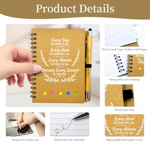 100 Pcs Bulk Fathers Day Christian Gifts Prayer Journal for Woman - 50 Set Religious Notepad with Christian Pen - Bible Notebook - Church Gifts for Inspirational, Bible Study, Devotions ( Brown ) - color: Brown, size: 50