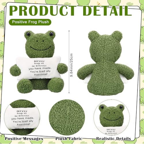Hollowfly 10 Inch Emotional Frog Stuff Active Support Gifts, Thank You Gifts for Teacher Nurse Coworker Women Men Kids, Cute Plush Frog Holding Pillow Gift Graduation Teacher's Day Retirement Farewell - size: 9.84 Inch, style: Frog