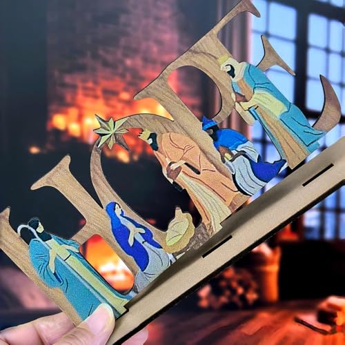 Nativity of Jesus Decorative Sign with Slip Proof Base Nativity Scene Table Centerpiece Decoration Ornament Gifts for Easter Christmas
