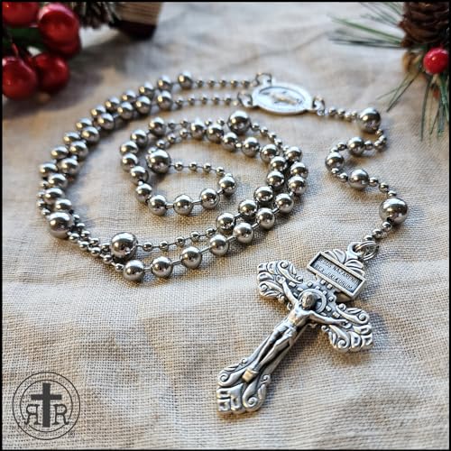 WWI Battle Beads Combat Metal Rosary -Silver Finish -Strong Construction -No Tangle -Historic Design