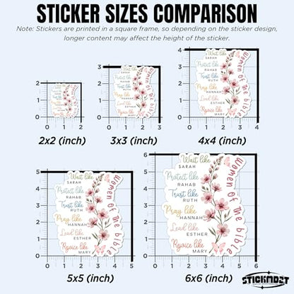 (3Pcs-3") Women of The Bible Sticker Books and Flowers Christian Faith Religious Bible Verse Waterproof Vinyl Sticker Laptop, Water Bottles, Phone Merchandise Decor Decal Gifts for Her Him 3 Inches - size: 3x3