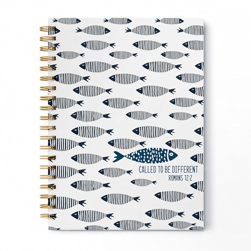 Christian Fish Coastal Beach Spiral Notebook, Romans 12:2 Bible Verse Journal, Christian Gifts for Women Men, Religious Scripture Hardcover Lined Notebook Journal, 5.5x8.3 Inch - color: pattern-17