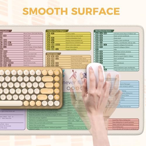 iCasso Excell Cheat Sheet Desk Mat, Excel Mouse Pad Shortcuts - color: Beige
