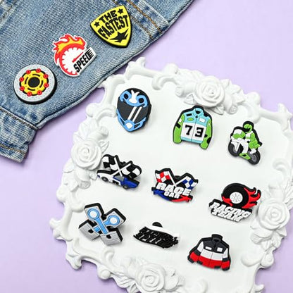 Cute Pins Bulk, Funny Lapel Badge Pins Rubber Brooch Pins for Backpacks, Hats, Bags - style: Racing car-30PCS