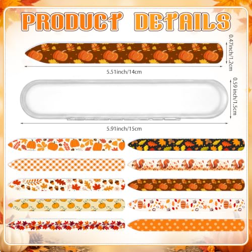 10 Pcs Fall Glass Nail Files Gifts with Case Fall Autumn Party Favors Bulk - style: Fall