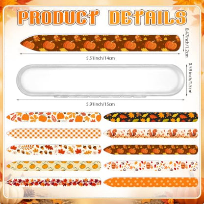 10 Pcs Fall Glass Nail Files Gifts with Case Fall Autumn Party Favors Bulk - style: Fall