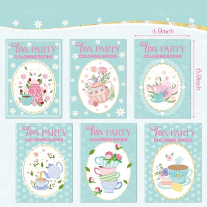 Bulk Tea Party Coloring Books, 24Pcs Tea Time Mini Drawing Booklet for Kids - style: Tea Party