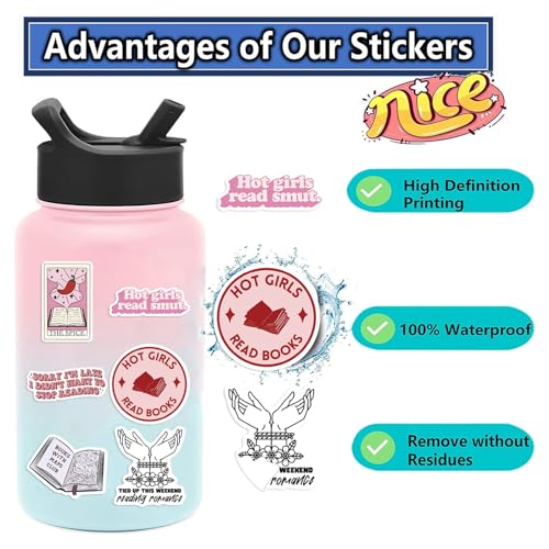 104 PCS Romance Book Stickers for Kindle- Bookish Fantasy Dragon Aesthetic Stickers for Kindle Case, Water Bottle, Scrapbook, Journal - Cute Book Lover Gifts for Adults Teens - color: Romance Book