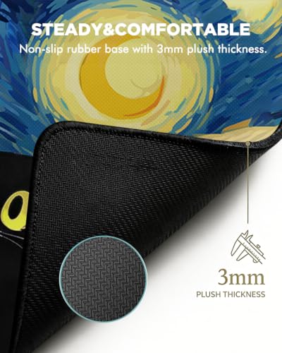 Mouse Pad, Desk Mat, 31.5x11.8in Large Mousepad - color: Blue Starry Sky Cat