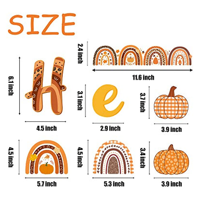 CY2SIDE 93pcs Hello Fall Boho Rainbow Cutouts for Bulletin Board Border Sets, Pumpkin Bohemian Rainbow Trim Classroom Borders for Autumn, Thanksgiving Fall Boho Rainbow Bulletin Board Decor for School - style: A-FALL