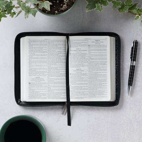 KJV Holy Bible, Compact Faux Leather Red Letter Edition - Ribbon Marker, King James Version, Black Faux Leather, Zipper Closure (KJV Compact Editions)