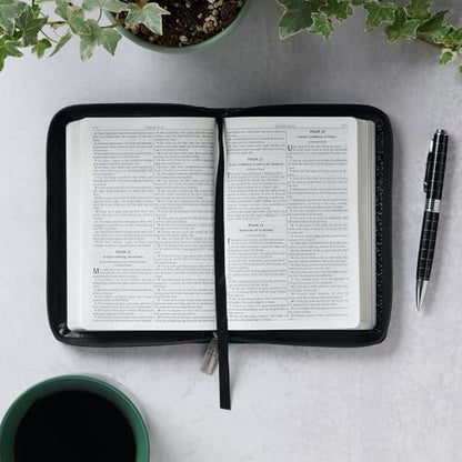 KJV Holy Bible, Compact Faux Leather Red Letter Edition - Ribbon Marker, King James Version, Black Faux Leather, Zipper Closure (KJV Compact Editions)