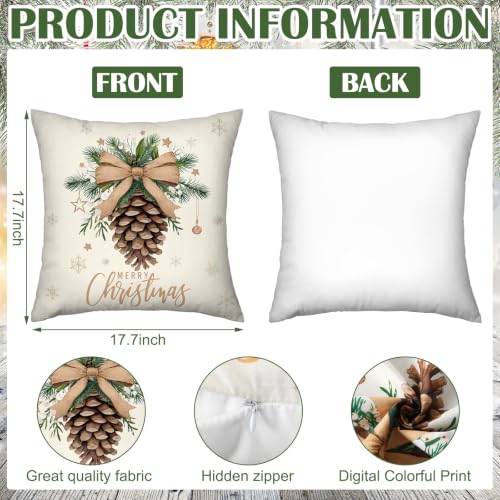 FuWeave 6 Set Christmas Throw Pillow Covers 18x18 Inch Neutral Winter - style: Christmas Tree