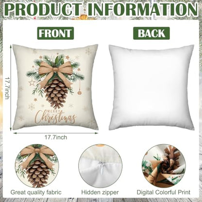 FuWeave 6 Set Christmas Throw Pillow Covers 18x18 Inch Neutral Winter - style: Christmas Tree