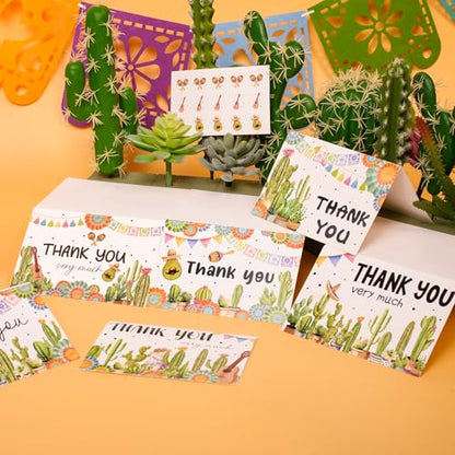 60 Pieces Taco' Bout A Baby Party Thank You Cards with Envelopes,Cactus Taco Pampas Grass Baby Shower Thank You Cards Includes 30 Pieces Envelopes and 30 Pieces Blank Notes Cards for Birthday Party - color: Taco