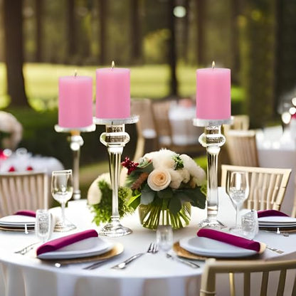 6 Pack 2.75 "x 3.25" Pink Pillar Candle for Home Restaurants Spa Church Weddings, Hand Poured Unscented Smokeless Dripless Column Candle, Emergency, Long-Lasting Candle - color: Pink