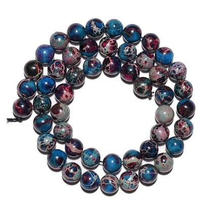 6mm Natural Blue Imperial Jasper Gemstone Beads Polished Round Smooth Stone Beads for Bracelets Jewelry Making 15inch Loose Beads - color: Blue Imperial Jasper, size: 6mm