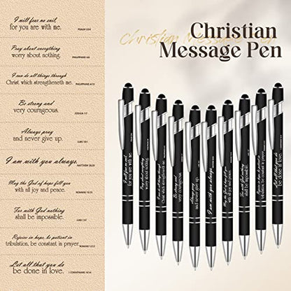 Teling 20 Pcs Christian Engraved Pens with Bible Verse Black Ink