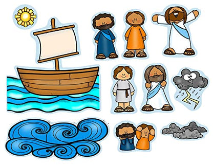 Jesus Calms The Storm Felt Figures for Bible Flannel Board Stories Miracles New Testament (Medium)