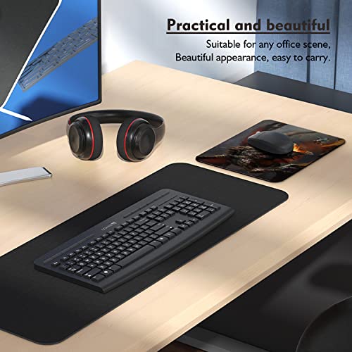 Epic Knight vs Fire Dragon Battle Mouse Pad, Fantasy Medieval Art Desk Mat - color: Dark Brown