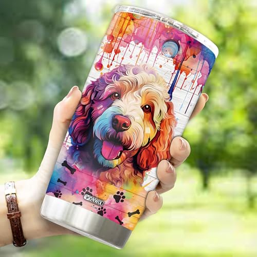Gifts for Goldendoodle Lovers 20 Oz Stainless Steel Tumbler Travel Coffee Mug Gift Ideas for Goldendoodles Dog Lovers Owners Funny Facts Water Bottle - color: GOLDENDOODLE