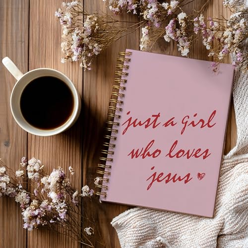 Christian Notebook Journal - Just a Girl Who Loves Jesus Christian Gifts for Women, Inspirational Bible Journal Notebooks for Note Taking, Bible Study, Prayer & Church Notes, A5 Spiral Notebook (Just a Girl-PINK) - color: Just a Girl-PINK